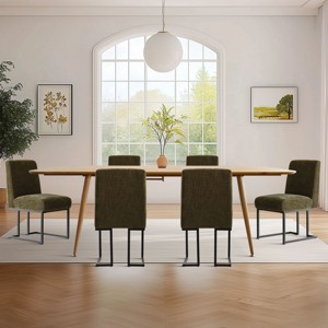 Set of 6 Upholstered Dining Chairs, Modern Fabric Kitchen Chairs with Black Metal Sled Base, Comfortable Padded Seat for Dining Room-Maison Boucle - 1 of 4