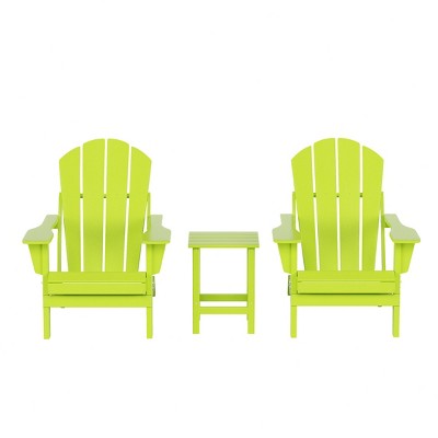 WestinTrends Malibu HDPE Outdoor Patio Folding Poly Adirondack Conversation Set (3-Piece)