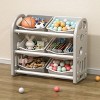 SEVOBAL Utility Storage Bins 12-Bin with 2-Tier Shelf Kids Toy Storage with Bookshelf for Playroom, Bedroom, Classroom, Blue, 30.03"*12.03"*10.06" - 2 of 4