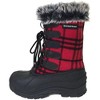 Women's Winter Boots Flannel Plaid Insulated Fur Warm Snow Boots-Red - 2 of 3
