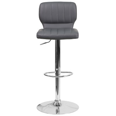 Elevate Gray Vinyl and Chrome Adjustable Swivel Barstool