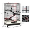 4 Level Small Animal Cage with Wheels and Removable Tray,Indoor Rabbit Chinchilla Ferret Hutch with Ramps and Platforms - LAOTIES - 3 of 4