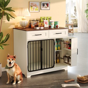LAOTIES 37'' Wooden Dog Crate Furniture,Indoor Dog Kennel With Storage And Drawers,Modern End Table Dog Cage For Small And Medium Dogs - 1 of 4
