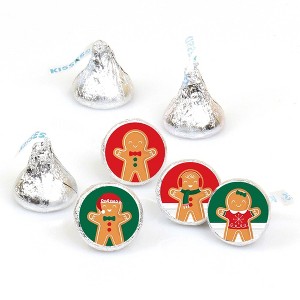 Big Dot of Happiness Gingerbread Christmas - Gingerbread Man Holiday Party Round Candy Sticker Favors - Labels Fits Chocolate Candy (1 sheet of 108) - 1 of 4