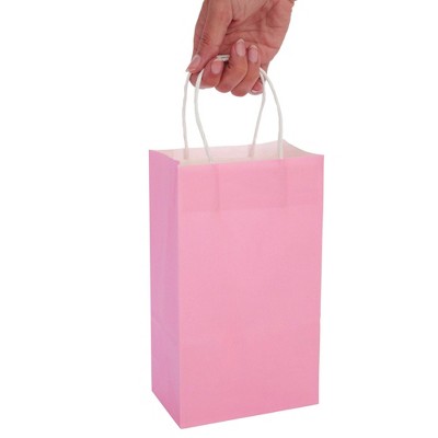 Pink Small Paper Gift Bags with Handles - 25 Pack