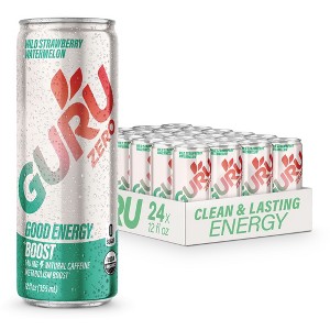 GURU ZERO WILD STRAWBERRY WATERMELON ORGANIC ENERGY DRINK, 12OZ, PACK OF 24 - 1 of 4
