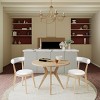 TopComfy Patio Seating Sets Mid Century Modern Round Dining Table Set with 2 Chairs Intersecting Wooden Legs for Dining Room, White, 43.1"*33.5"*7.75" - 2 of 4