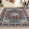 Vintage Floral Medallion Area Rugs for Living Room Dining Room, Retro Accent Low Pile Floor Carpet for Bedroom Home Office - 4 of 4