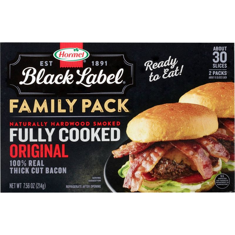 Hormel Black Label Fully Cooked Bacon Family Pack - 7.56oz, 1 of 8