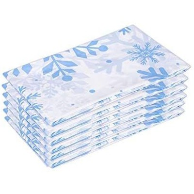3 Pack Snowflake Plastic Party Tablecloths, 54"x108" Rectangular Disposable Table Covers for Christmas Holiday Supplies