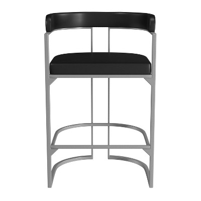Cannonwood Black Faux Leather and Silver Metal Counter Height Stool