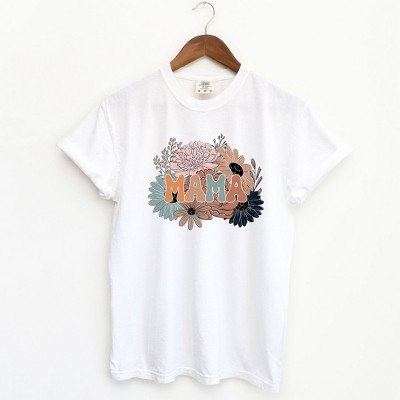 Simply Sage Market Women's Mama Colorful Flower Bouquet Short Sleeve Garment Dyed Tee