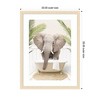 Kate and Laurel Elephant Front Palm Bathtub by Amy Peterson Framed Wall Art Print, 20 x 26, Woodgrain Stripe Blonde - 2 of 4
