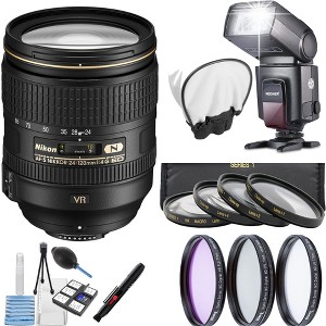 Nikon AF-S NIKKOR 24-120mm f/4G ED VR Zoom Lens with Universal Flash | Flash Diffuser | 77MM Filter Kit | 77 Close-Up Filter Bundle - 1 of 4