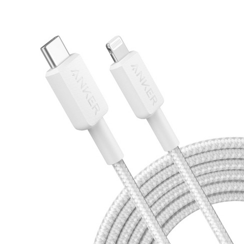 Anker 10' Braided Lightning to USB-C Fast Charging Cable - White