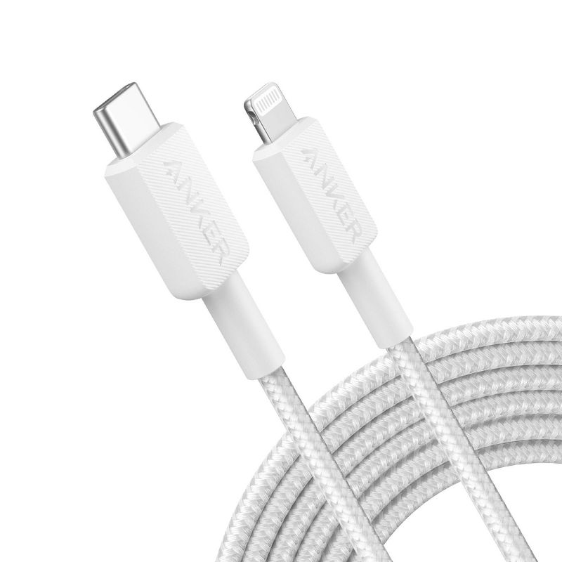 Anker 10&#39; Braided Lightning to USB-C Fast Charging Cable - White, 1 of 10