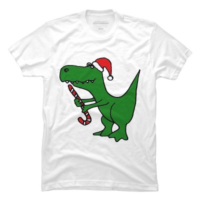 Men's Design By Humans Funny Christmas Green T-rex Dinosaur By SmileToday T-Shirt