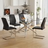 5-Piece Dining Set with Tempered Glass Table and 4 PU Chairs - 2 of 4