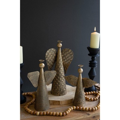 Kalalou Set of Three Tabletop Christmas Angels – Antique Gold Finish (Min 2)