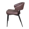 Curved Back Faux Leather Upholstered Dining Chair (Set of 2),Brown+Black - 3 of 4