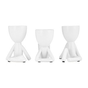 Sagebrook Home Set of 3 People Planters - Ceramic 8" Sitting Human Figurines For Home or Office Decor - Creative Plant - 1 of 4