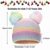 FAAYFIAN Colorful Pompom Knitted Beanie Hat for Kids Age 7-12 Winter Ski Hat Outdoor Ear Warmer - 4 of 4