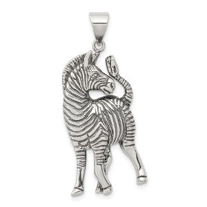 Black Bow Jewelry Sterling Silver Large Antiqued Zebra Pendant - 1 of 4