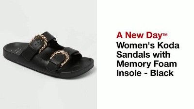 Women's Koda Sandals with Memory Foam Insole - A New Day™ Black