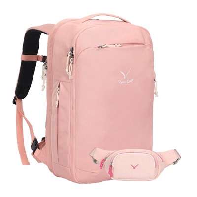 Hynes Eagle 40L TSA Friendly Travel Backpack + Fanny Pack-Pink