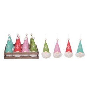 Transpac Polyester 11.75 in. Multicolor Christmas Plush Gnome Ornament In Wood Box Set of 12 - 1 of 2
