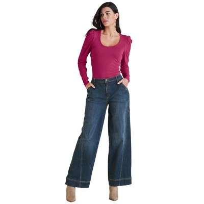 VENUS Womens Wide Leg Denim Trousers