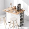 Rolling Kitchen Island Cart with USB, Drop Leaf, Wine Rack, Rubberwood Top, Adjustable Storage and Lockable Wheels for Dining Room - 2 of 4