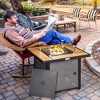 Outsunny 31.5" Propane Fire Pit Table with Lid, Square, Outdoor 50,000 BTU Gas Burner with Pulse Ignition, Rocks, Glass Guard, Waterproof Cover, Brown - 2 of 4