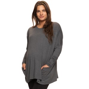 Felina | Modal Span Side Drape Maternity L/S Top - 1 of 2