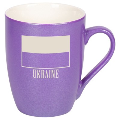 Elanze Designs Ukraine Ukrainian Flag 10 Ounce Ceramic Laser-Etched Engraved Drinkware Mug, Metallic Passion Purple