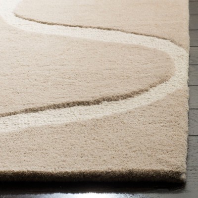 Light Beige and Ivory Hand-Tufted Wool Area Rug, 8' x 10'