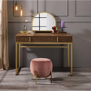 APRILSOUL Vanity Desk with Removable Mirror and Jewelry Tray, Metal-Framed, 2-Drawer Glam Station - 1 of 4