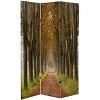 6" Double Sided Autumn Footpath Canvas Room Divider Green - Oriental Furniture: Folding, No Assembly Required - 3 of 4