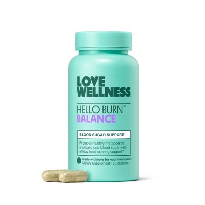 Love Wellness Hello Burn Balance Blood Sugar Support Capsules - 60ct
