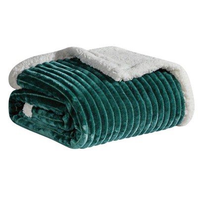 Kate Aurora Ultra Soft & Plush Cozy Corduroy Faux Shearling Accent Throw Blanket - 50"x60"