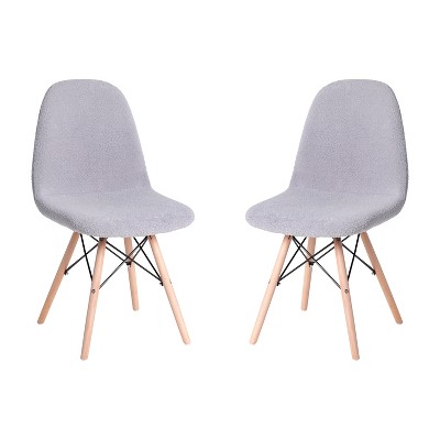 Flash Furniture Zula Modern Padded Armless Faux Shearling Accent Chair with Beechwood Legs - Set of 2