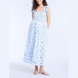 Women's Sleeveless Ruffle Shoulder Smocked Maxi Dress | Motherhood Maternity - 1 of 4