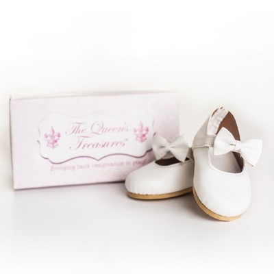 The Queen's Treasures 18 Inch Doll  White Dress Shoes with Bow Detail