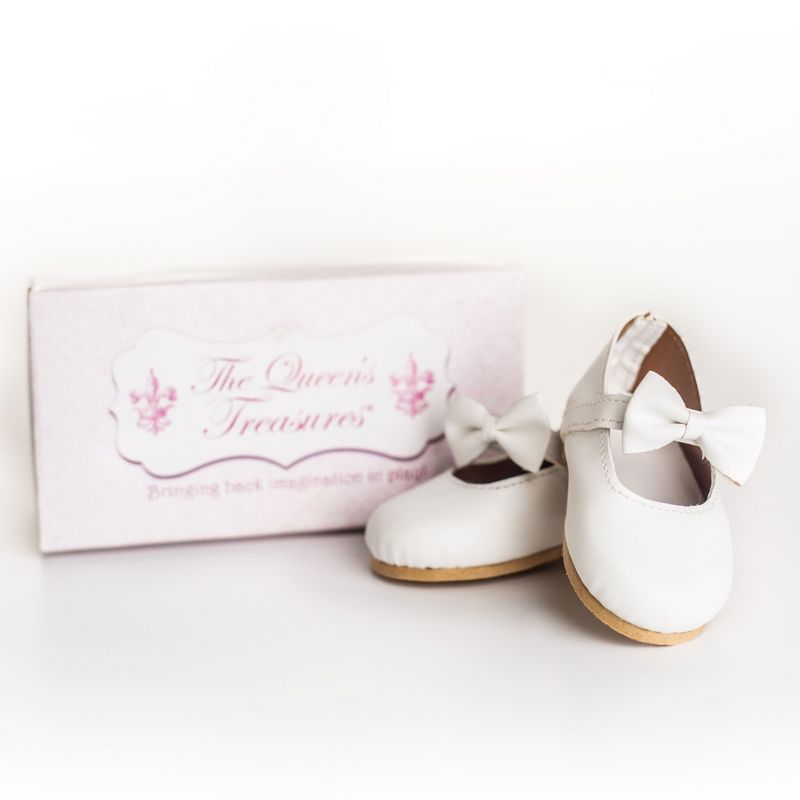 The Queen's Treasures 18 Inch Doll  White Dress Shoes with Bow Detail, 4 of 10