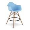 HomeRoots 28" Light Blue And Brown Heavy Duty Plastic And Solid Wood Low Back Counter Height Bar Chair - 4 of 4