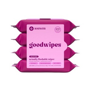 Goodwipes Flushable Personal Wipes - Rosewater - 50ct/4pk - 1 of 4