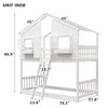 Luxystar Twin over Twin House Bunk Bed with Roof , Window, Window Box, Door, Safety Guardrails and Ladder for Kids’ Room - 2 of 4