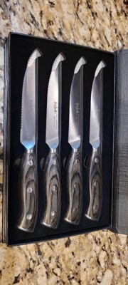 Joyjolt 4pc Steak Knives Set Of 4. High Carbon, X50 German Steel Kitchen  Knife Set : Target