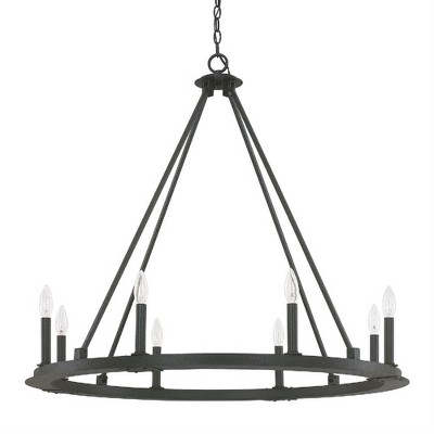Elegant Pearson 8-Light Black Iron Chandelier with Adjustable Chain