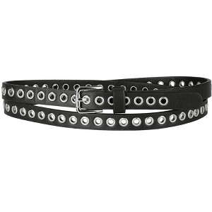 Allegra K Women's Belt PU Leather Skinny Plus Size Punk Rock Style Grommet Waist Belts - 1 of 4